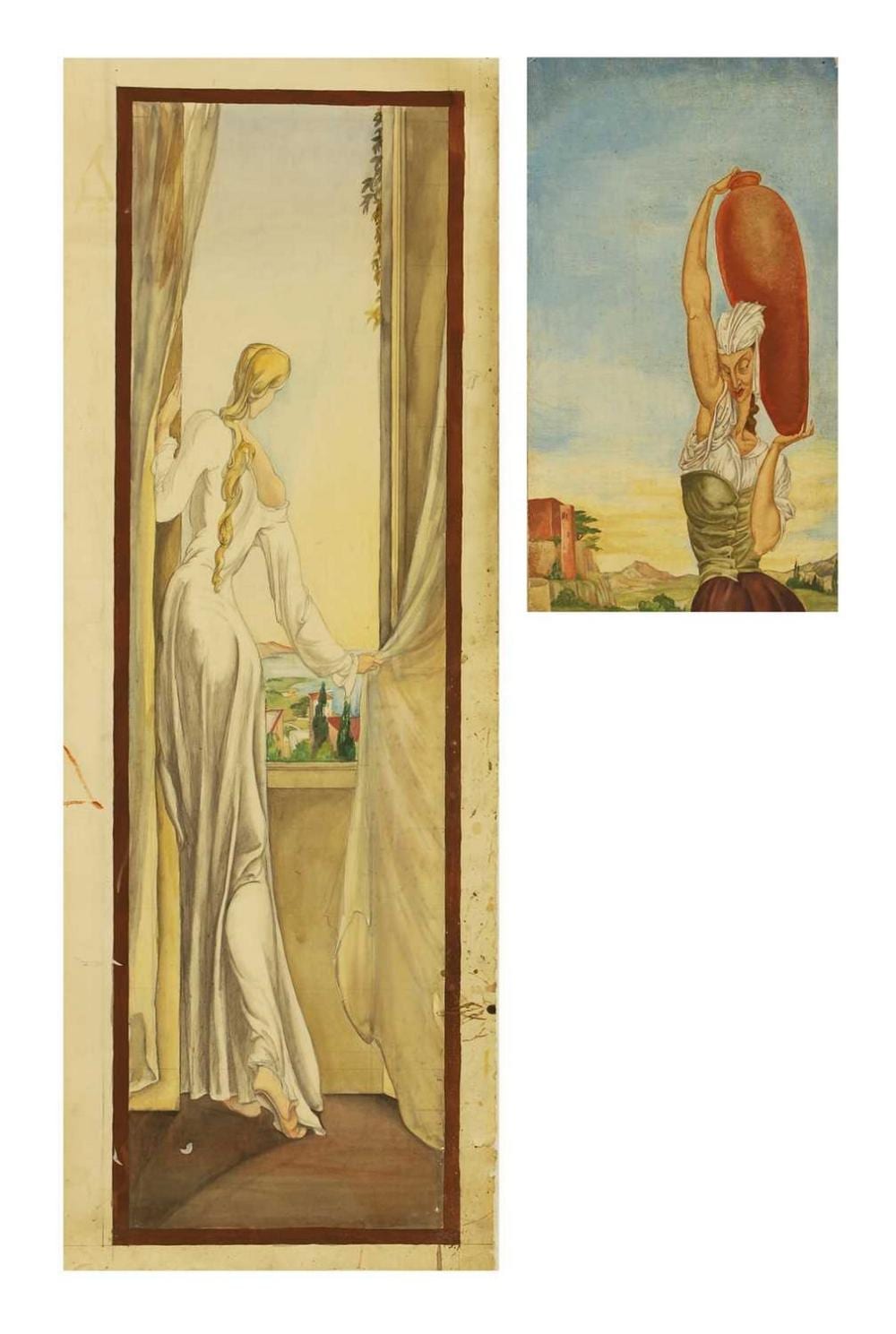 A. Victor O. Wood comparable auction result: albert victor ormsby wood irish british 1904 1977 two paintings one of a woman at a window the other of a figure carrying a water jug