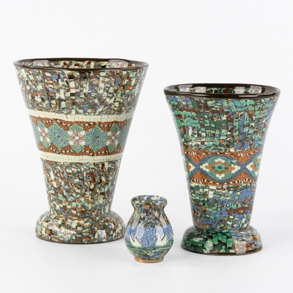 Jean Gerbino comparable auction result: jean gerbino 1876 1966 three mosaic vases for vallauris circa 1950