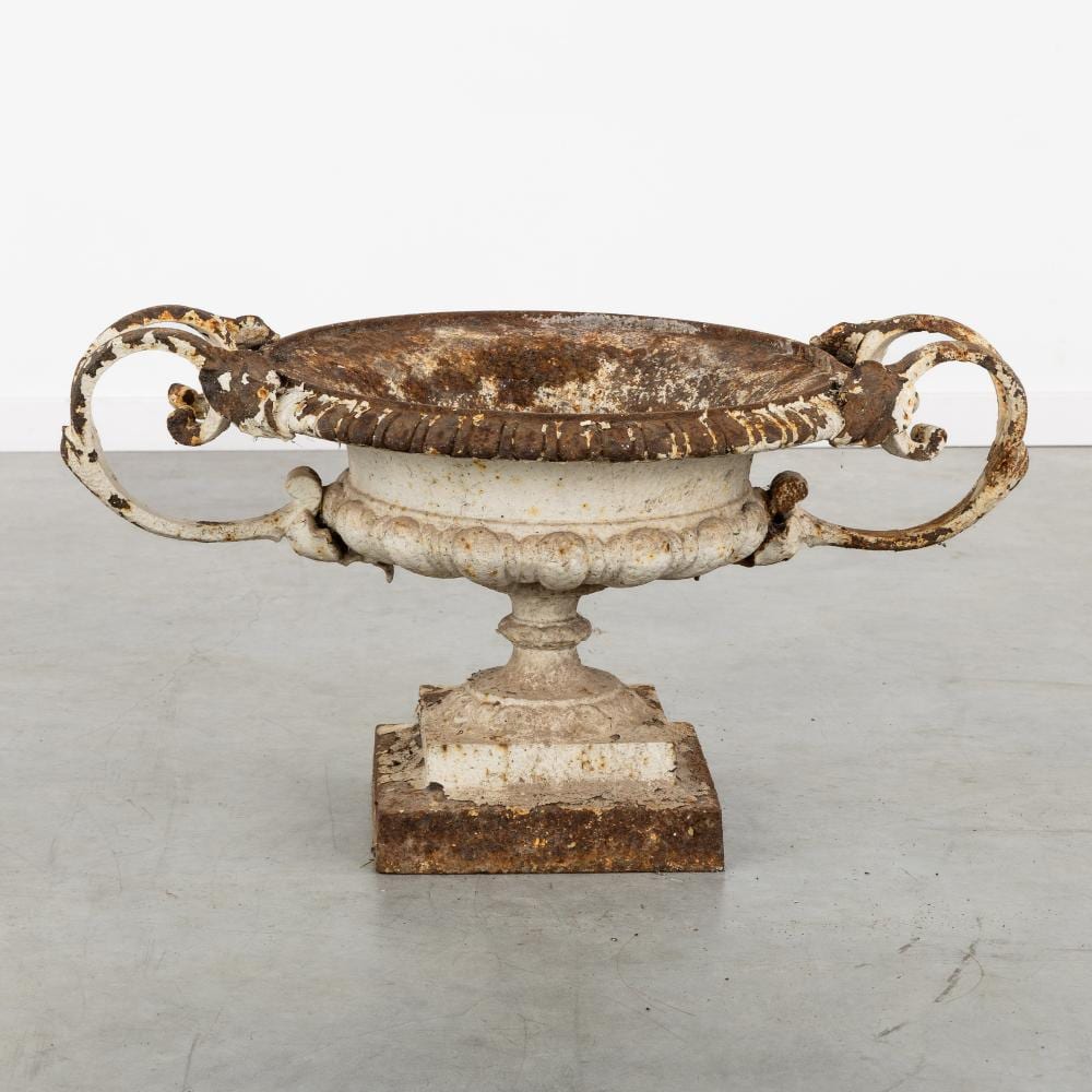 An Antique Garden Vase with Handles, Louis XVI style, patinated cast iron. France, 19th C. sold by Flanders Auctions, lot 539 — auction record photograph