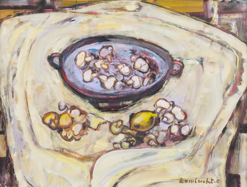 Constant Lambrecht comparable auction result: constant lambrecht 1915 1993 expressionist still life with mushroom oil on board