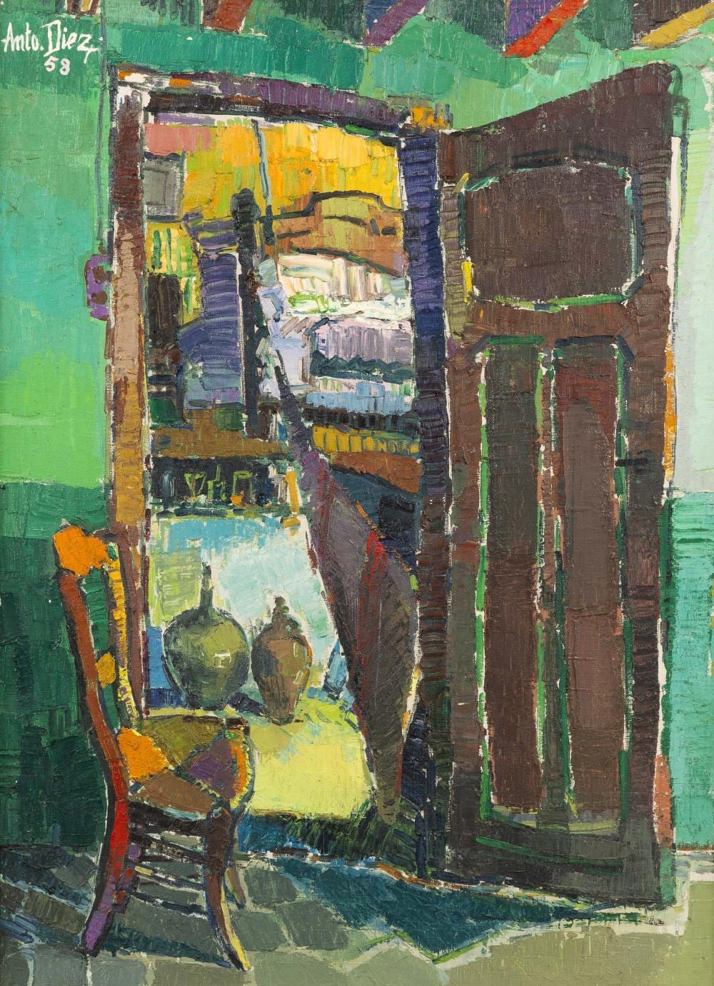 Anto Ferdinand Diez comparable auction result: anto diez 1914 1992 expressionist interior oil on canvas 1958