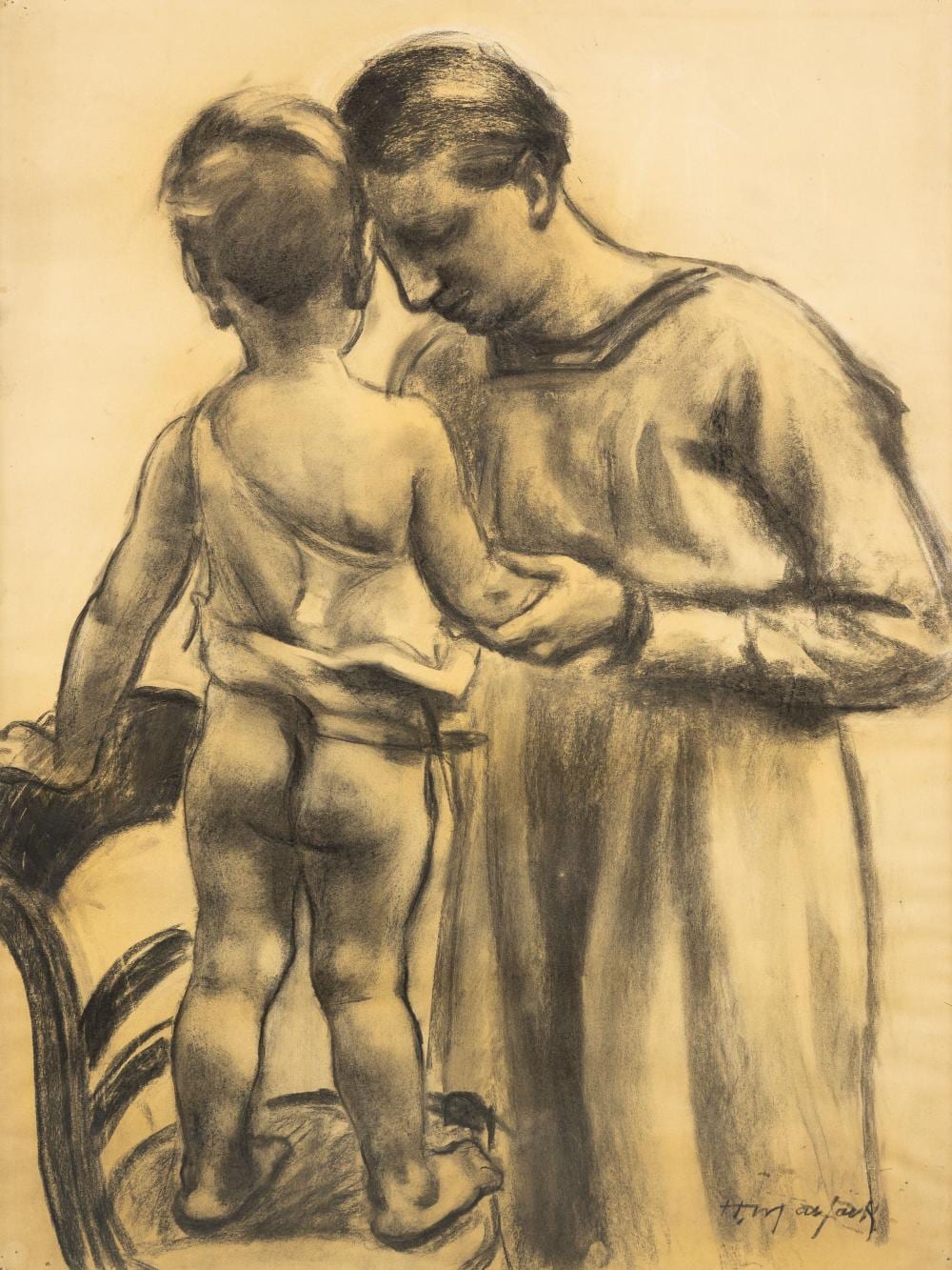 Hubert Malfait comparable auction result: hubert malfait 1898 1971 after bathing charcoal on paper c 1935 1940