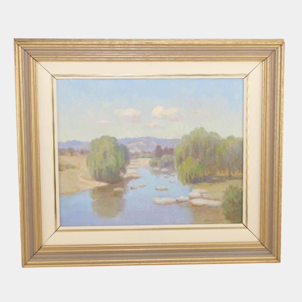erik langker australian 1898 1982 scenic river oil on board framed painting · Crafted Auctions · 2026-03-15 Erik Langker comparable auction result: erik langker australian 1898 1982 scenic river oil on board framed painting