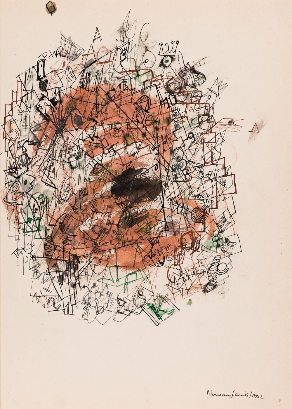 Norman Lewis comparable auction result: norman lewis 1909 1979 untitled abstraction circa late 1940s