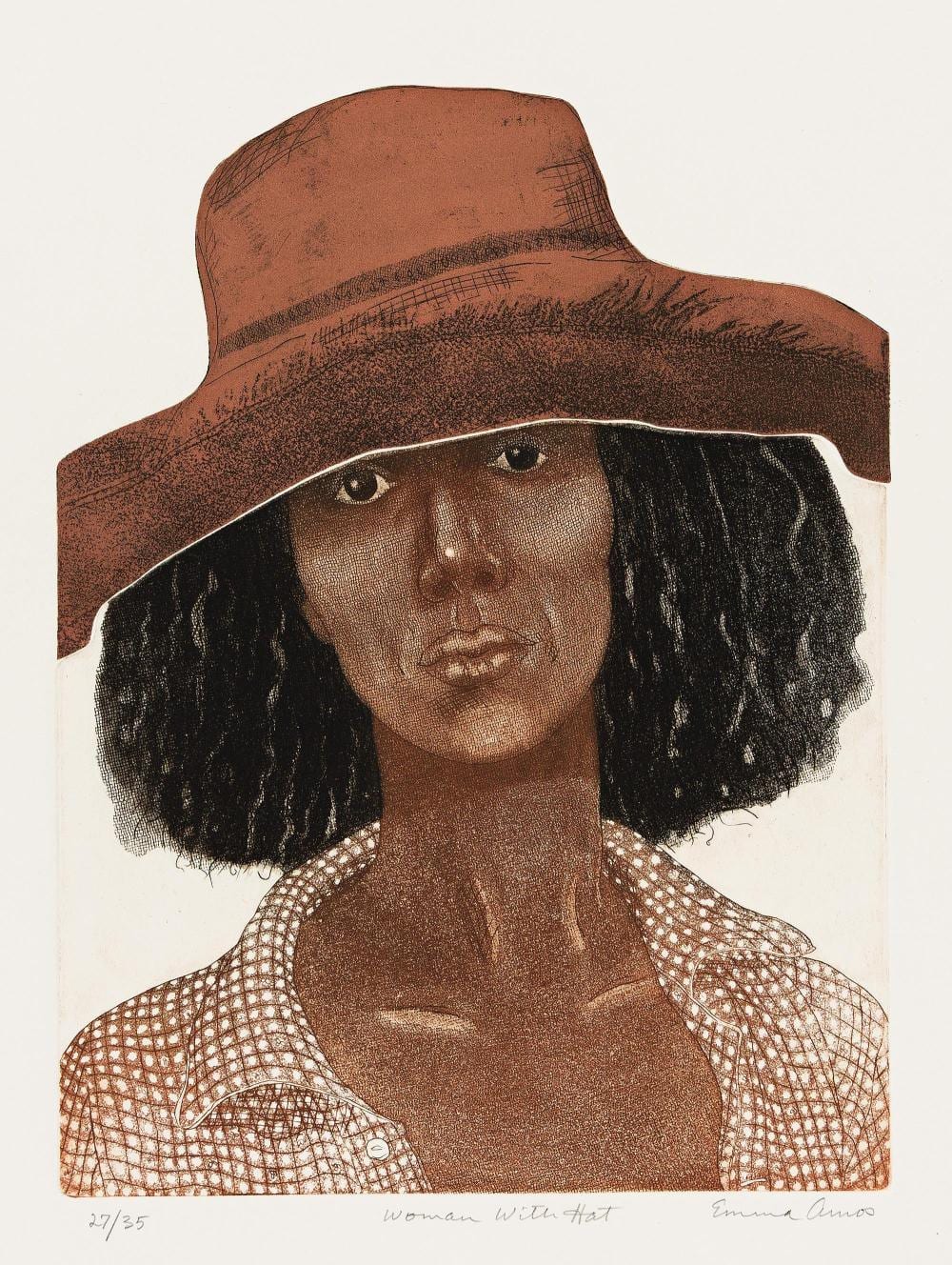 Emma Amos comparable auction result: emma amos 1937 2020 woman with hat 1979