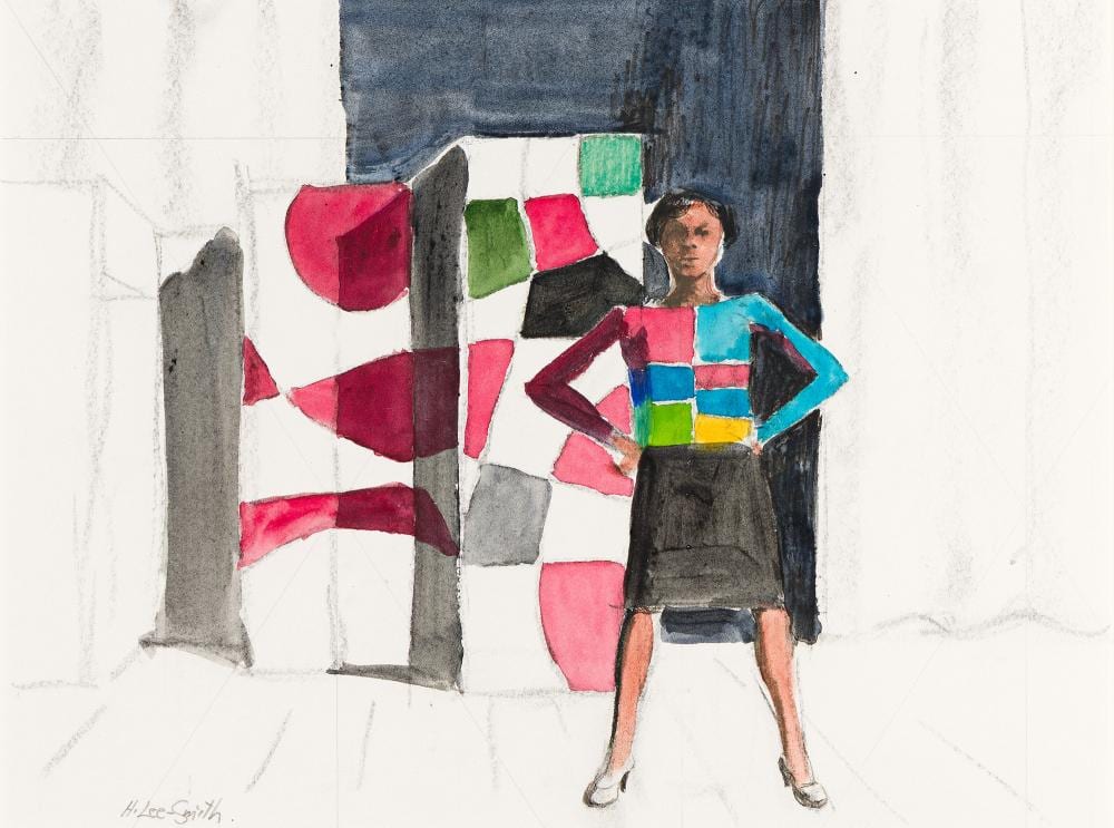 Hughie Lee-Smith comparable auction result: hughie lee smith 1915 1999 untitled young woman on stage with folding screen circa 1990s