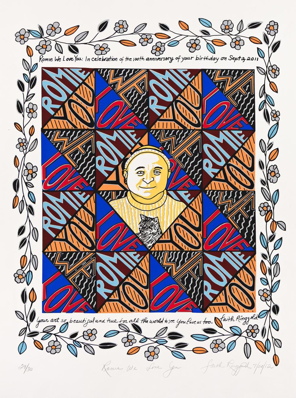 faith ringgold 1930 2024 romie we love you 2012 · Swann Auction Galleries · 2026-04-02 Faith Ringgold comparable auction result: faith ringgold 1930 2024 romie we love you 2012
