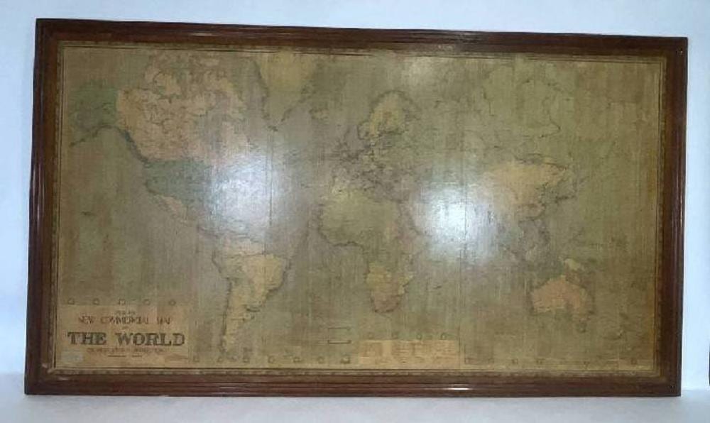 8 foot framed world map by philips · Boston Harbor Auctions · 2026-04-12 Philips Koning comparable auction result: 8 foot framed world map by philips