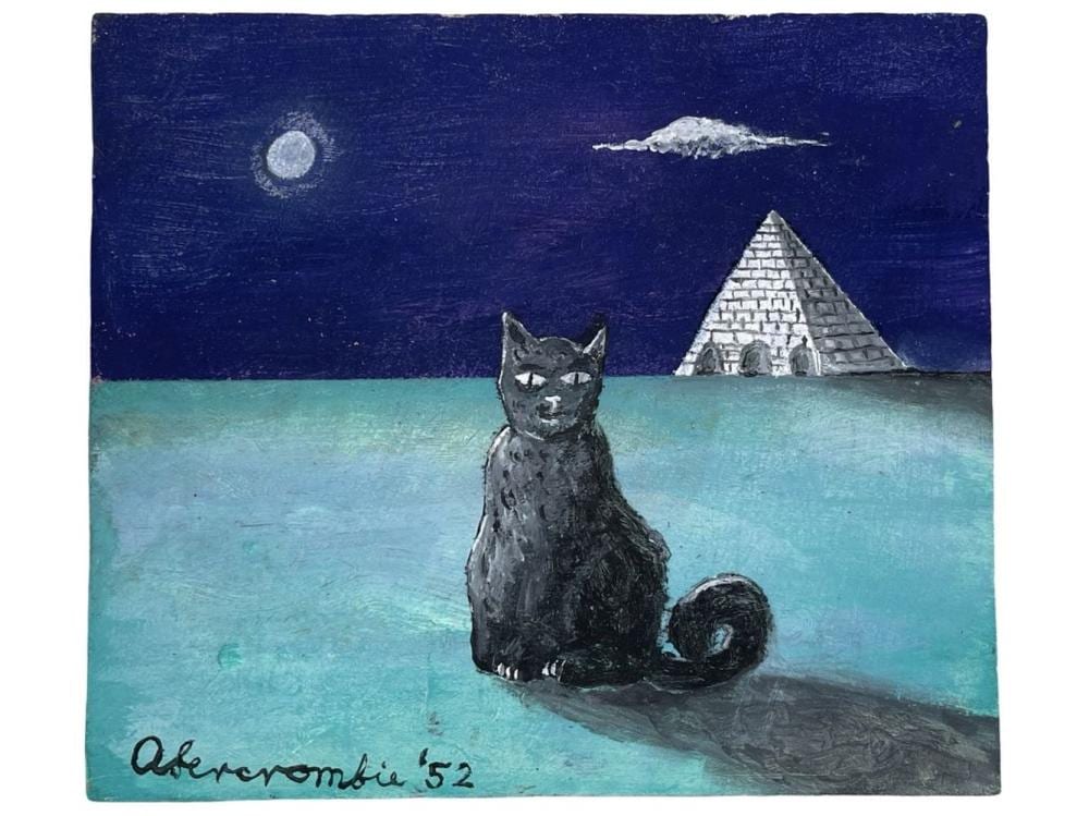 Gertrude Abercrombie comparable auction result: gertrude abercrombie cat and pyramid oil on
