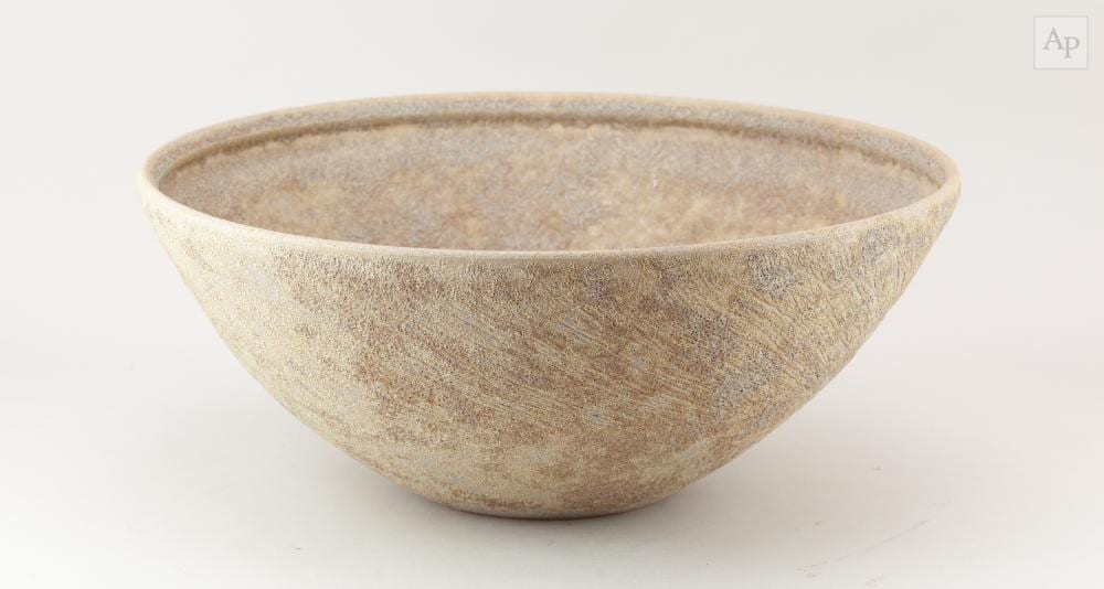 Chris Carter comparable auction result: chris carter born 1945 a large stoneware bowl with textured surface covered in mottled ochre and lilac glaze impressed ccp mark diameter 38cm