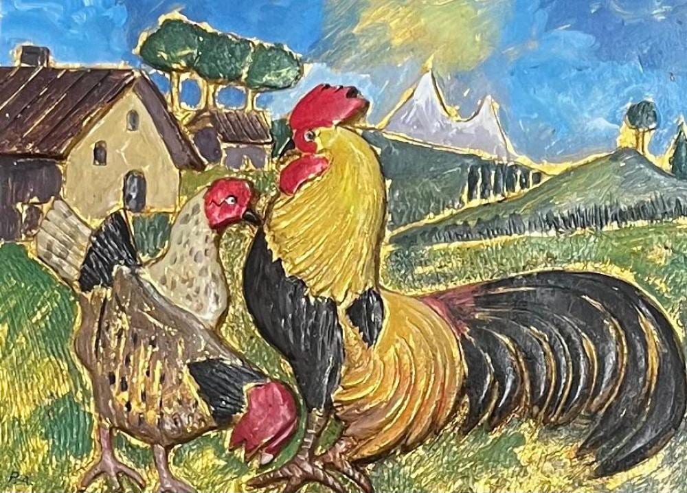 Antonio Ligabue comparable auction result: antonio ligabue d apr s galli in lotta 1958