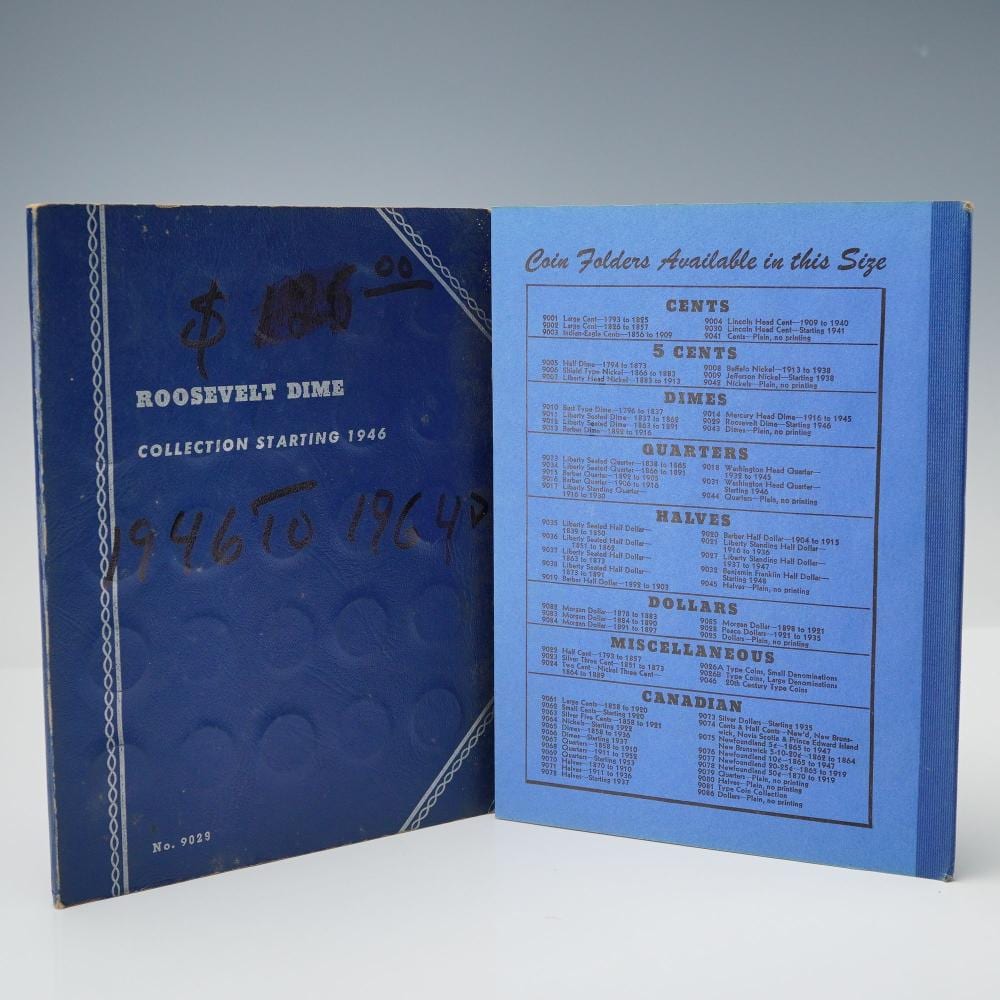 1946 1964 whitman roosevelt dime collection folder 48 coins · Lion and Unicorn · 2026-03-21 Francois Walthery comparable auction result: 1946 1964 whitman roosevelt dime collection folder 48 coins