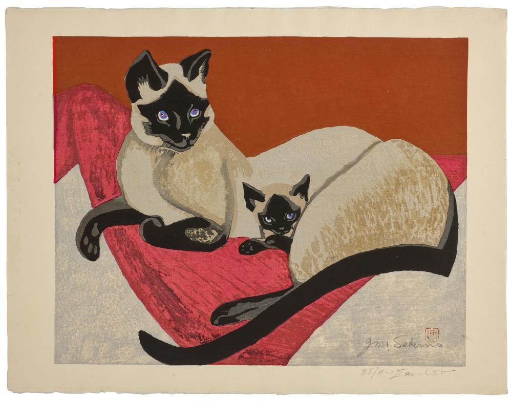 Sekino Jun'ichiro comparable auction result: sekino jun ichiro 1914 1988 siamese cat and kitten horizontal dai oban
