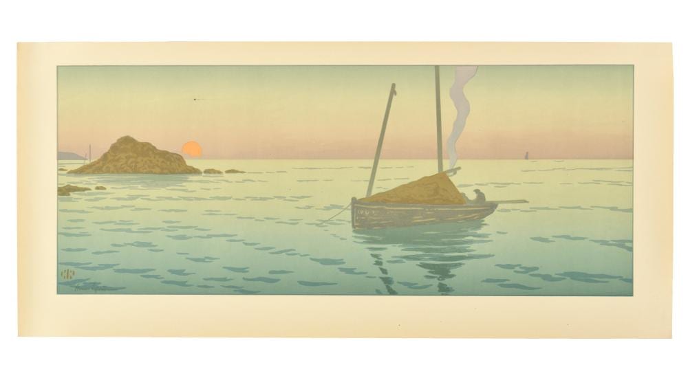 Henri Rivière comparable auction result: henri rivi re france 1864 1951 le soleil couchant 1901 toudouze pp 102 et 163 gamet p 2