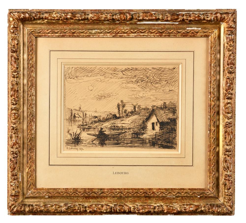 albert marie lebourg 1849 1928 barque devant la maison 1870 encre sign et dat en bas ga · Osenat · 2026-03-29 Albert Marie Lebourg comparable auction result: albert marie lebourg 1849 1928 barque devant la maison 1870 encre sign et dat en bas ga