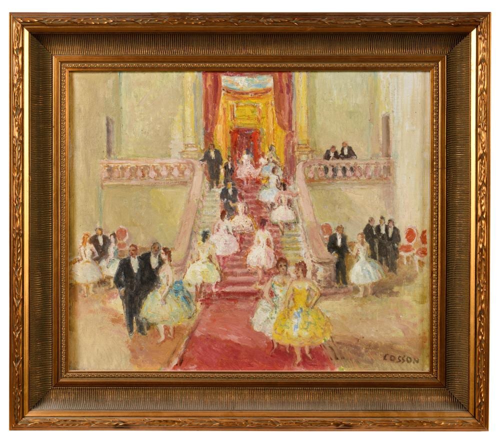 Marcel Cosson comparable auction result: marcel cosson 1878 1956 a l op ra dans l escalier huile sur toile sign en bas droite 4