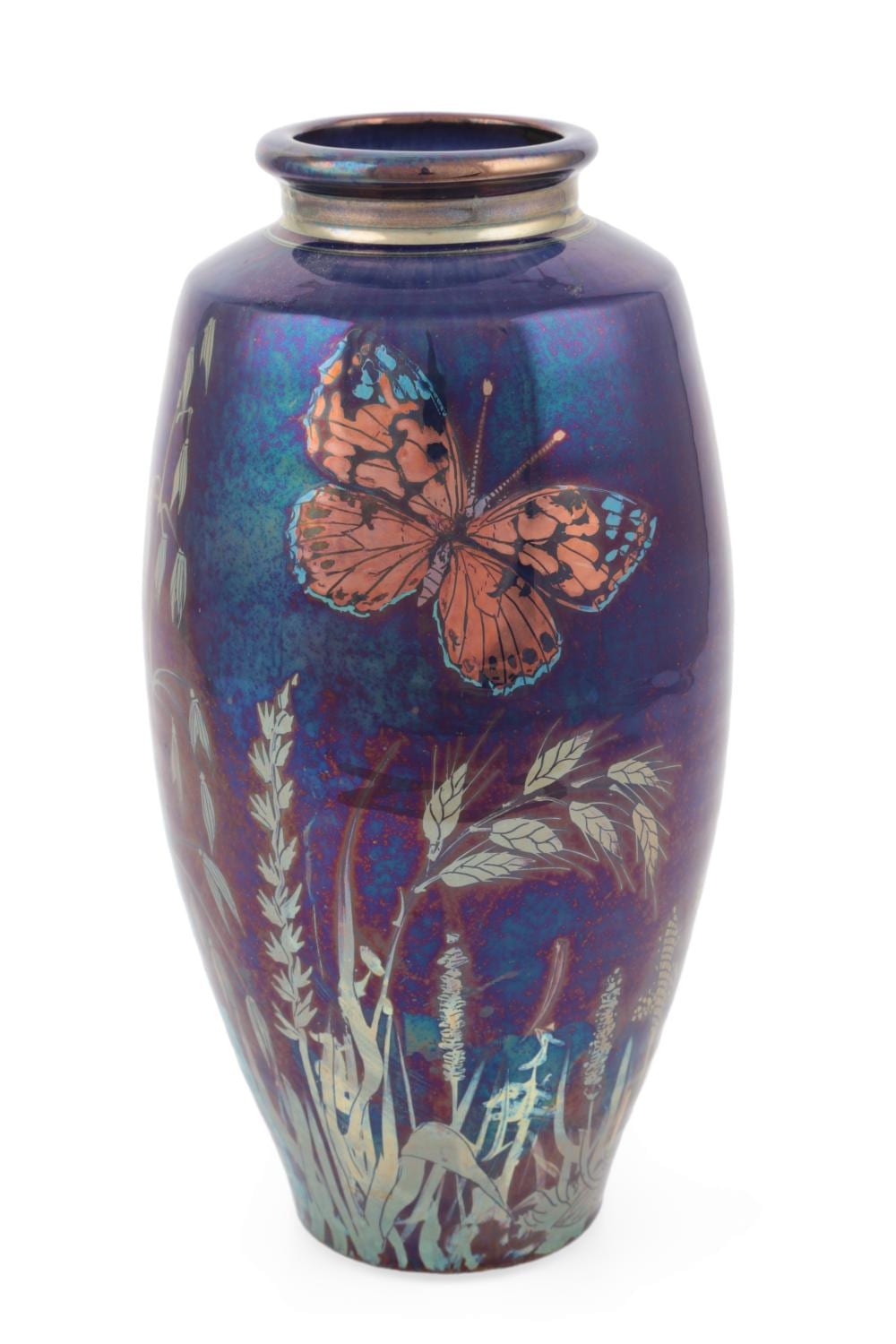 jonathan chiswell jones b 1944 a butterfly and plants reduction fired lustre pottery vase · Gorringes · 2026-03-24 Jonathan Chiswell Jones comparable auction result: jonathan chiswell jones b 1944 a butterfly and plants reduction fired lustre pottery vase