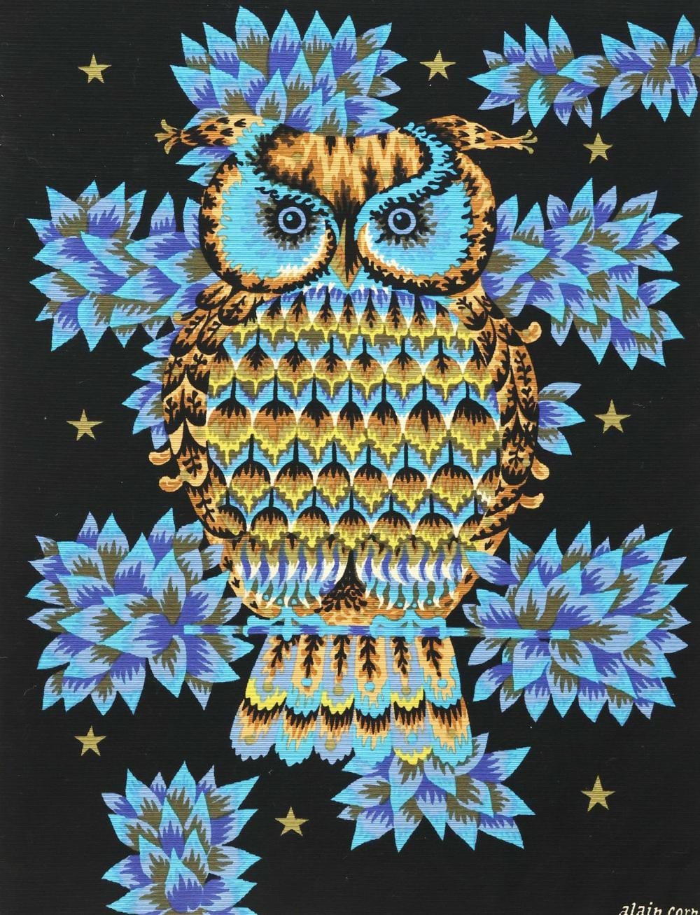 Alain Cornic comparable auction result: alain cornic b 1920 for robert four mid century silkscreen owl tapestry 142 200