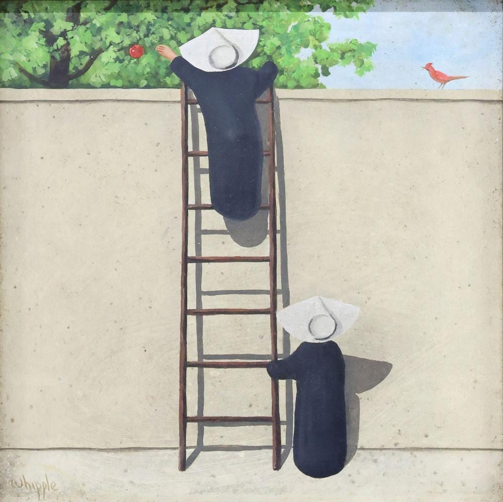 Frank Whipple comparable auction result: frank whipple 1923 2016 painting wimple nuns climbing ladder 5 x 5