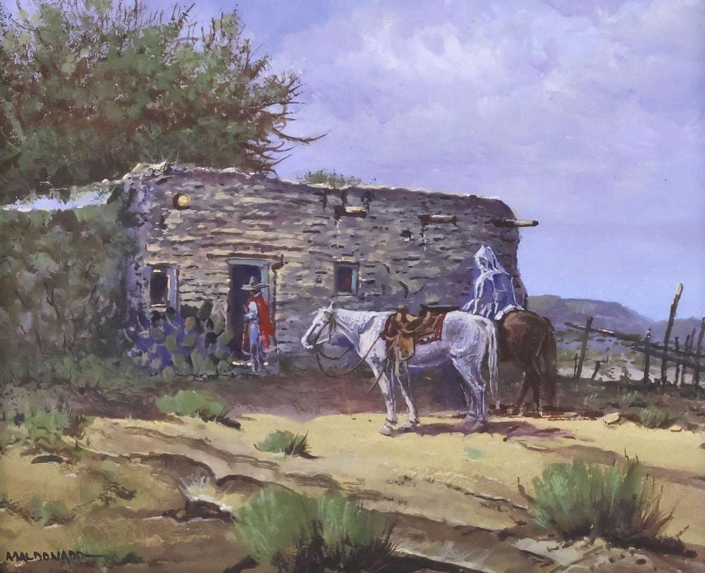Daniel Maldonado comparable auction result: daniel maldonado 1940 2019 western painting the visitors