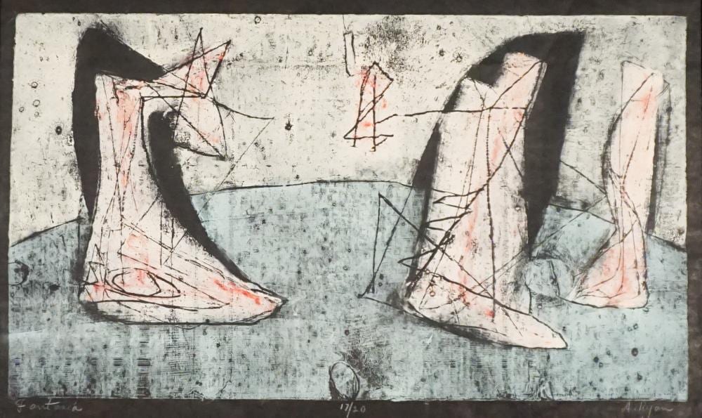 Anne Ryan comparable auction result: anne ryan american 1889 1954 fantasia woodcut in colors on black wove paper sheet size 318 x 540 mm 12 1 2 x 21 1 4 in frame 22 1 2 x 31 in 57 2 x 78 7 cm