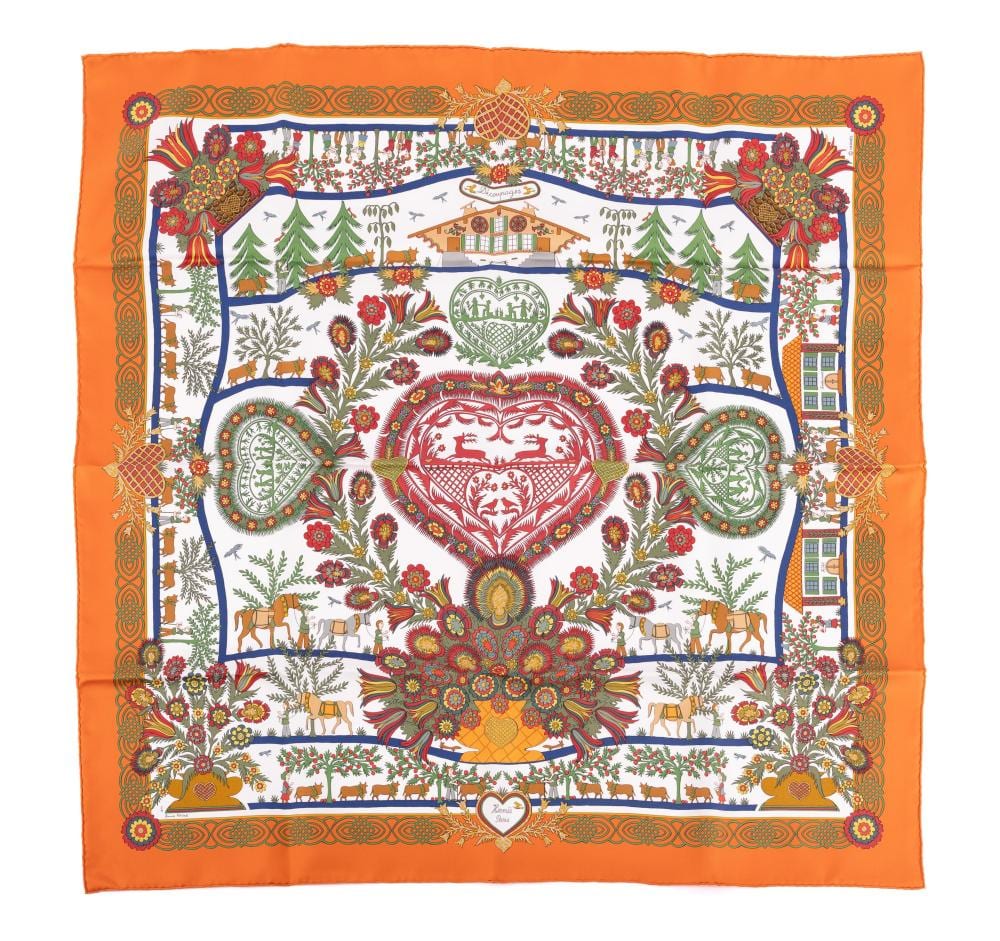 Anne Rosat comparable auction result: hermes d coupages silk scarf by anne rosat