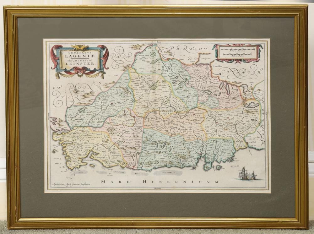 Johannes Janssonius comparable auction result: 17th century map of leinster by johannes janssonius