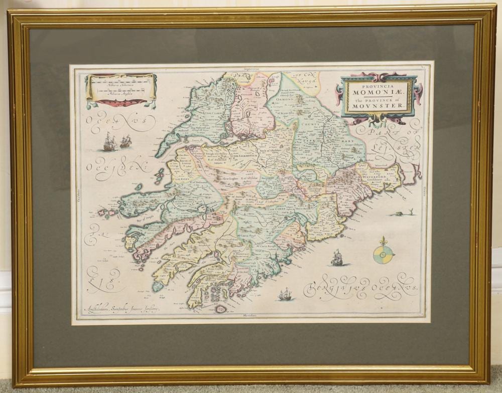 Johannes Janssonius comparable auction result: 17th century map of munster by johannes janssonius