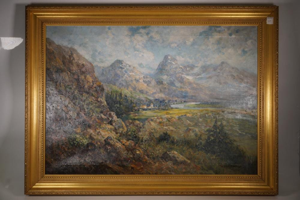 George A Newman comparable auction result: george a newman oil on canvas landscape