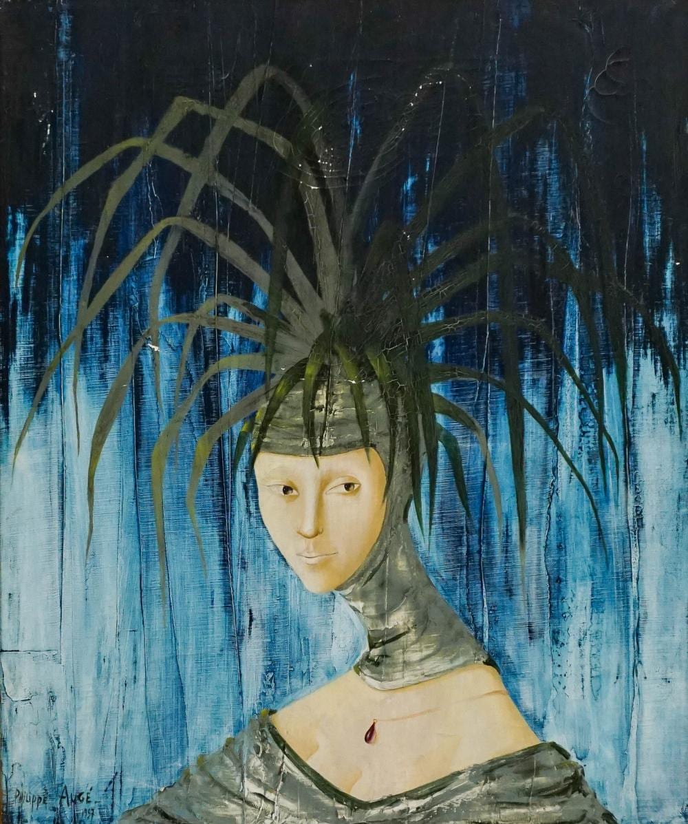 Philippe Auge comparable auction result: philippe auge french b 1935 lady in green oil on canvas signed l l frame 22 3 4 x 19 1 4 in 57 8 x 48 9 cm