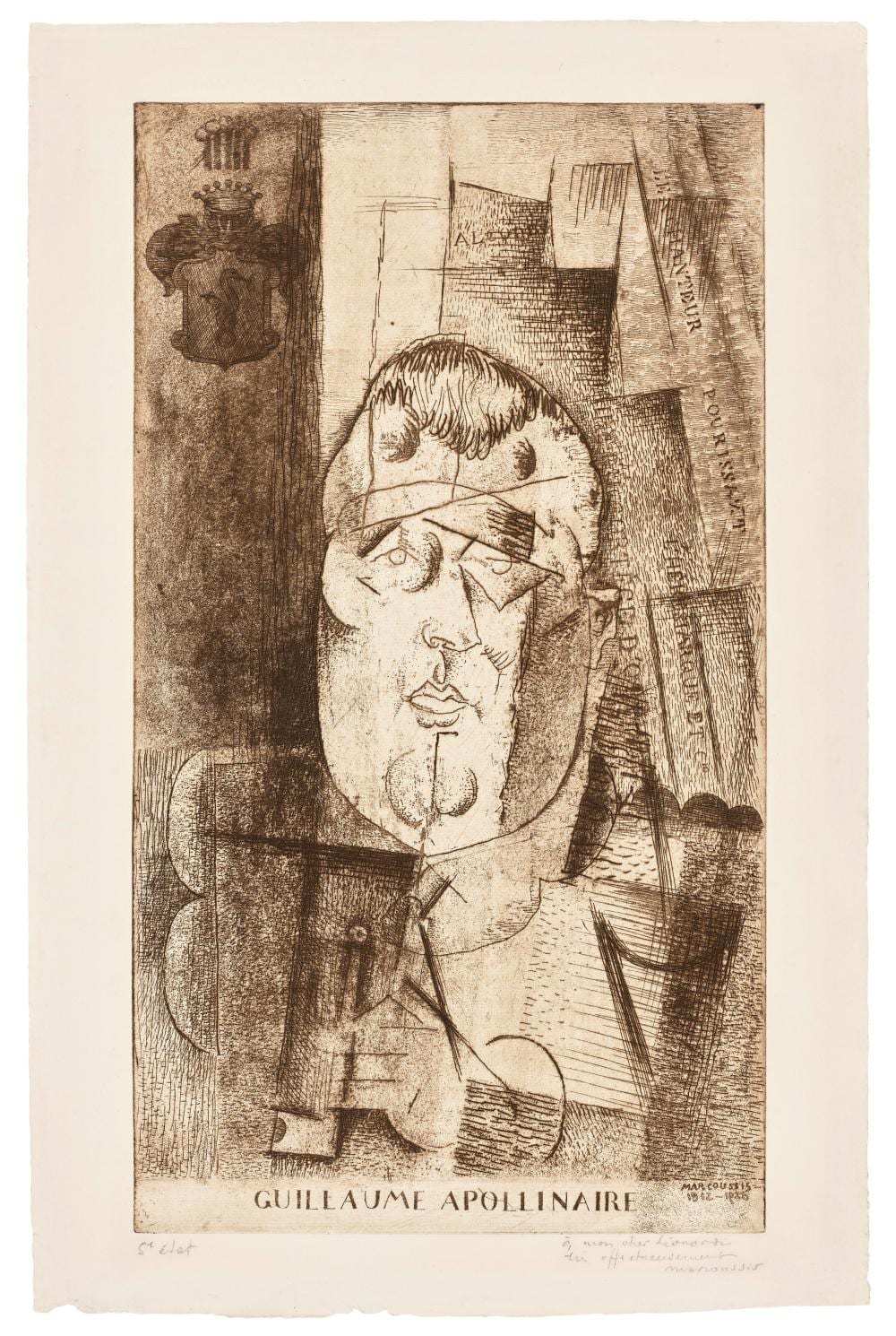 Louis Marcoussis comparable auction result: louis marcoussis 1878 1941 portrait de guillaume apollinaire plate 497