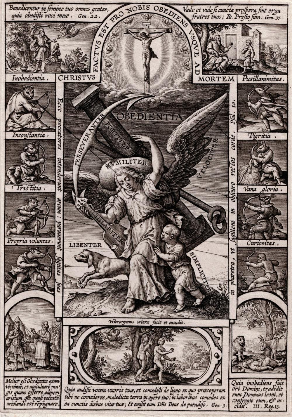Hieronymus Wierix comparable auction result: hieronymus wierix allegory of obedience