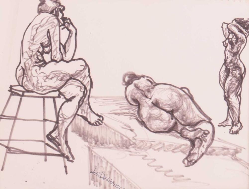 Joseph Delaney comparable auction result: joseph delaney american 1904 1991 figure studies signed and dated jos delaney 63 lower centre ink unframed sight 25 x 33 cm sheet 27 x 34 cm200