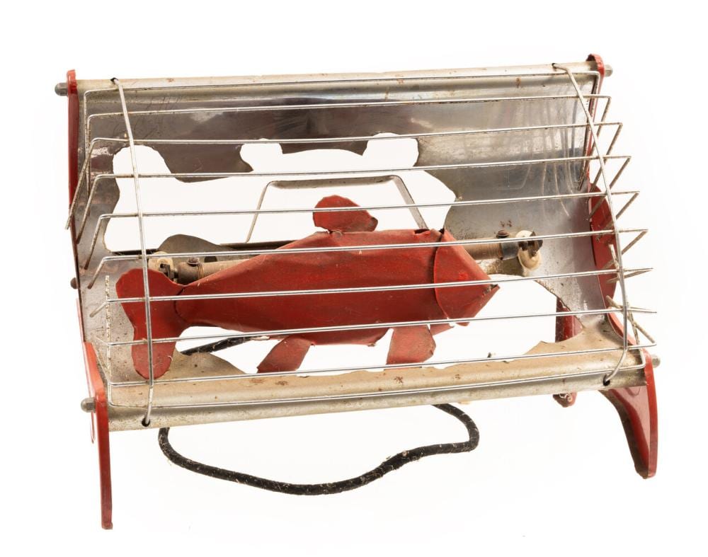 Bill Woodrow comparable auction result: bill woodrow b 1948 electric fire with red fish