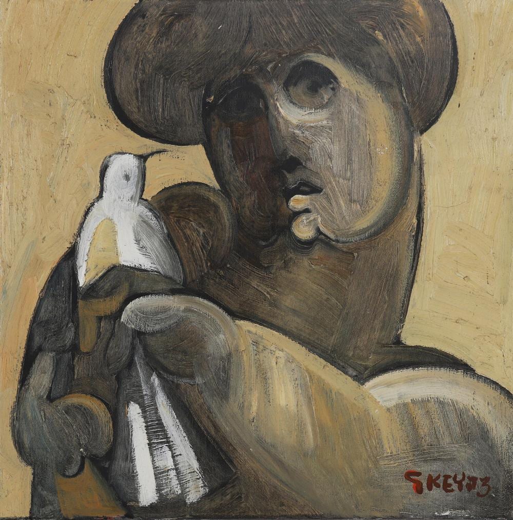 Geoffrey Key comparable auction result: geoffrey key n en 1941 head with bird 1973