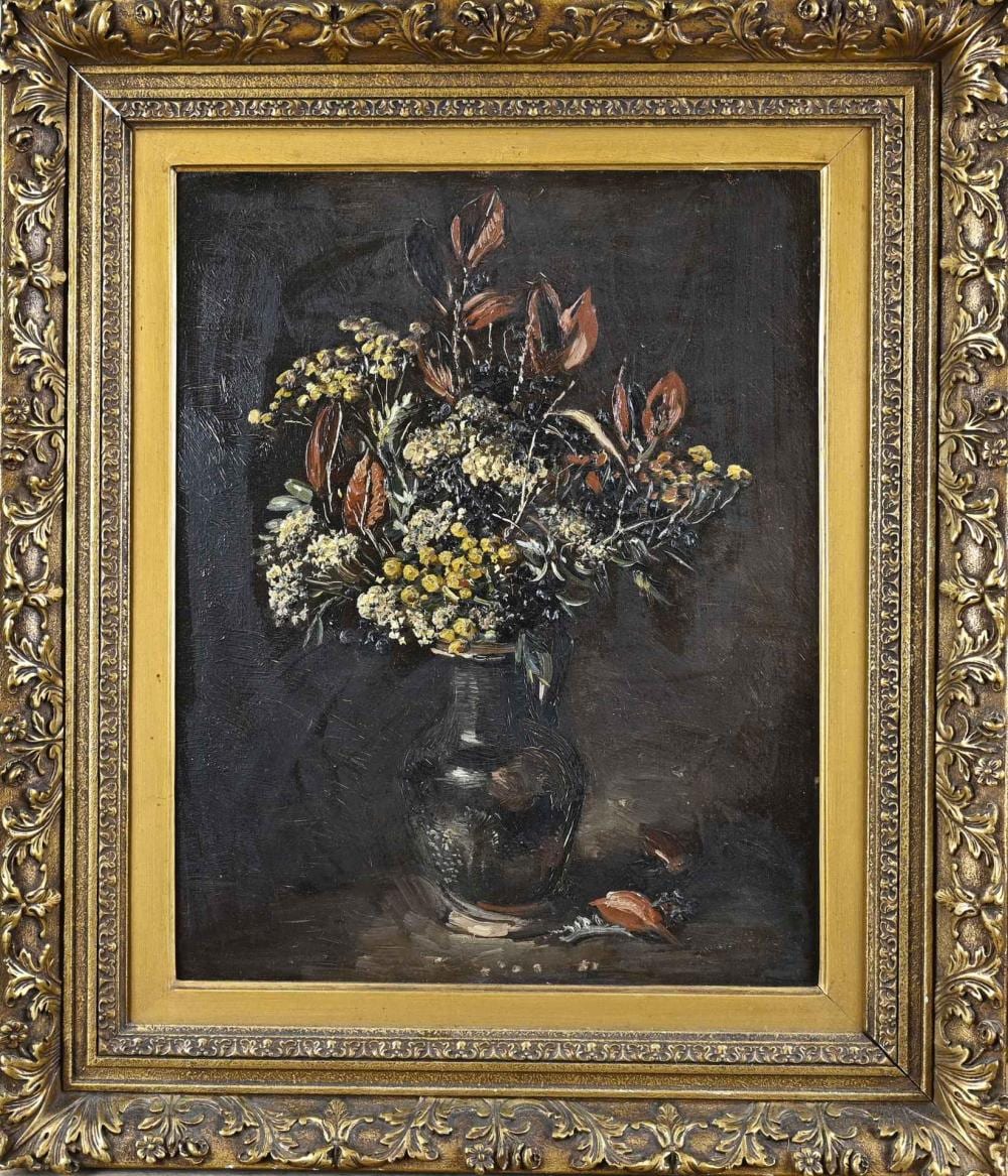 Theo Goedvriend comparable auction result: theo goedvriend stoneware vase with flowers