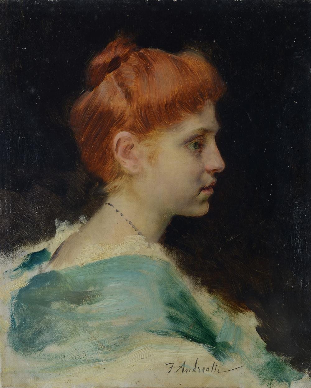 Federico Andreotti comparable auction result: federico andreotti firenze 1847 1930 profilo di signora