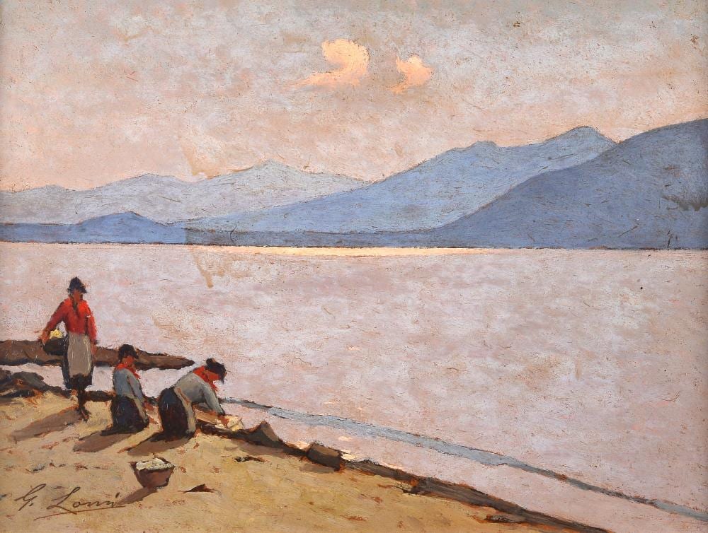 Giovanni Lomi comparable auction result: giovanni lomi livorno 1889 1969 lavandaie al lago
