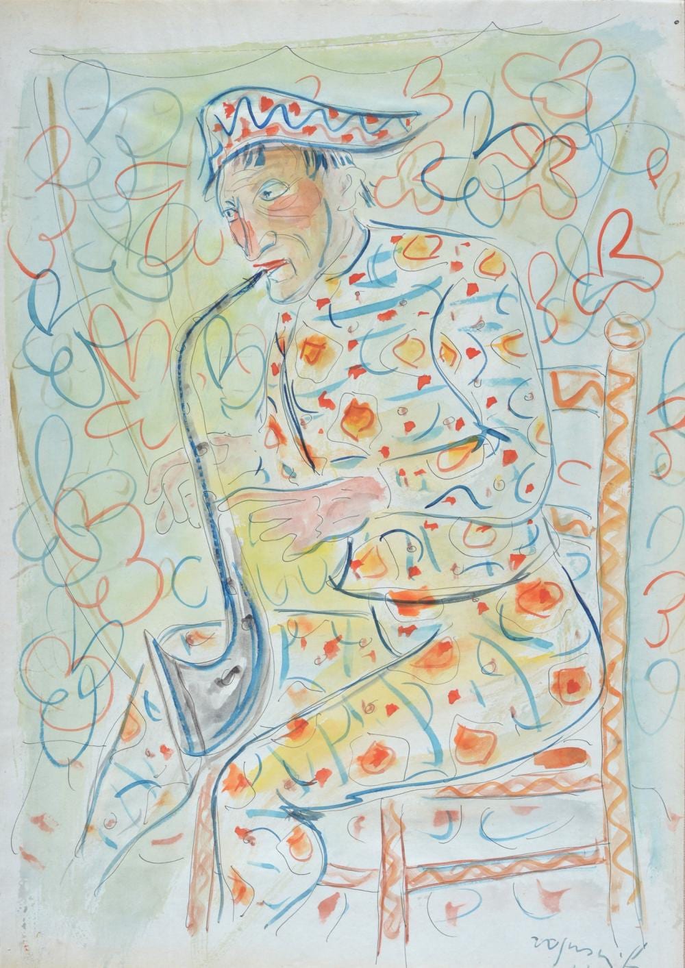 Franco Rognoni comparable auction result: franco rognoni milano 1913 1999 arlecchino con sax 1943