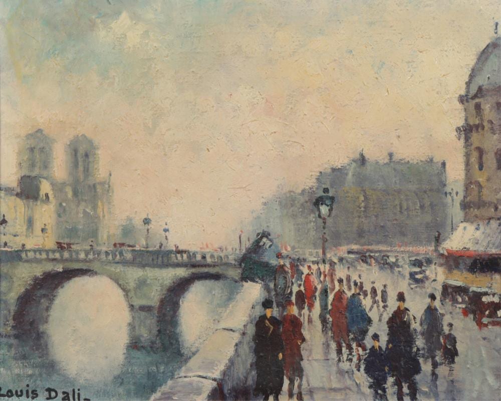Louis Dali comparable auction result: louis dali parisian street scene