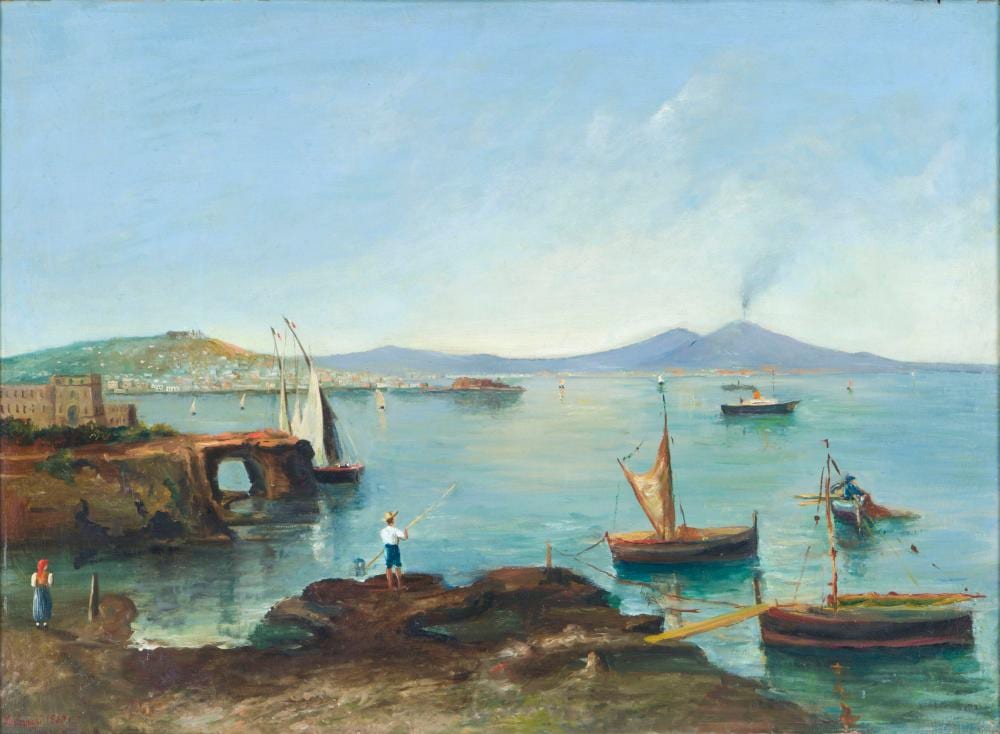 Gabriele Carelli comparable auction result: gabriele carelli italian 1821 1900 bay of naples with mt vesuvius 1860 oil on canvas