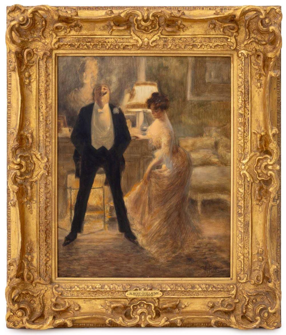 Albert Guillaume comparable auction result: albert guillaume digestion oil on panel