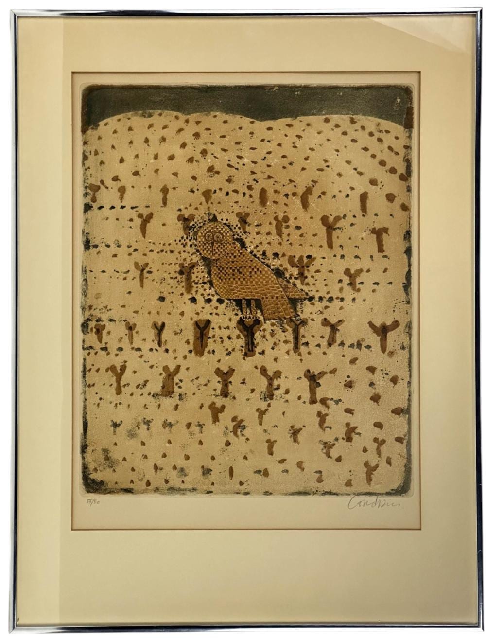 Brigitte Coudrain comparable auction result: brigitte coudrain b 1934 owl bird etching aquatint