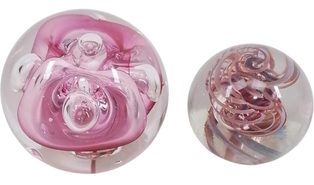 Rollin Karg comparable auction result: 2pc rollin karg b 1944 art glass paperweights