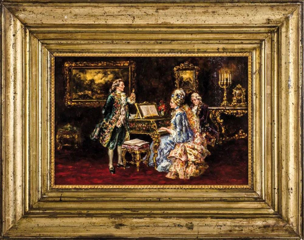 Antonio Lonza comparable auction result: antonio lonza trieste 1846 1918 gallant scene