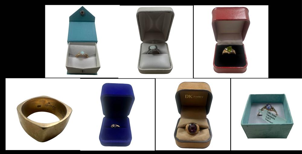 Auction comp thumbnail for Fine Jewelry Estate Collection - 14K Gold Amethyst Ring, 10K Tanzanite and Diamond Ring, Opal and Diamond Rings in Gold and Sterling, Peridot Ring, 10K Gold Diamond Wedding Band - Multi Lot (Oakwood Auctions, Lot 541)