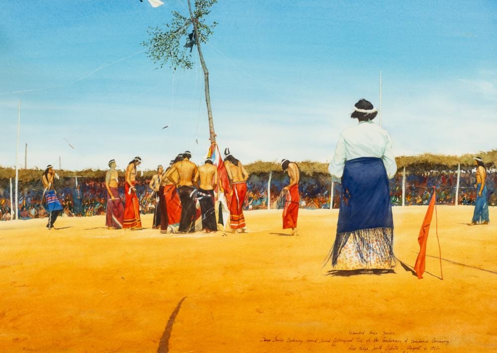 William Nelson comparable auction result: william nelson watercolor sioux sundance ceremony