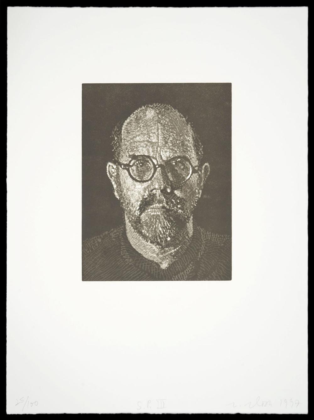 Chuck Close comparable auction result: chuck close self portrait iii linoleum cut