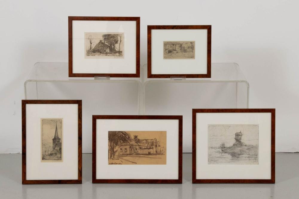 Johannes Cornelis Roelandse comparable auction result: johannes cornelis roelandse 1888 1978 kerktoren molen boerin op erf boerderij met bomen boerderij