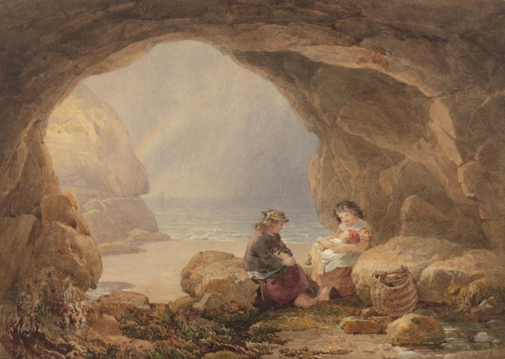 John Henry Mole comparable auction result: john henry mole 1814 1886 a mother cradling an infant in a rocky cave off the coast signed and dated 1876 watercolour 27 x 38cm